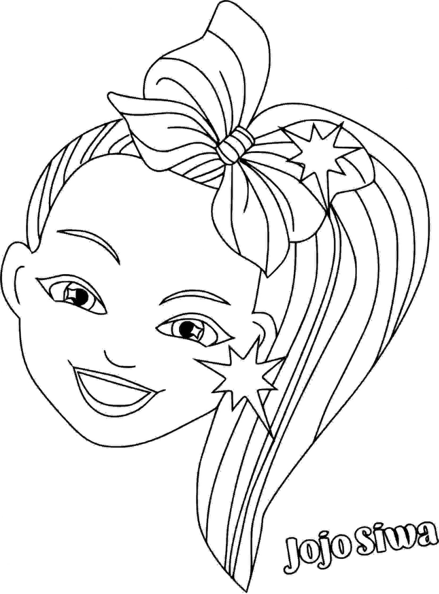Head of Jojo Siwa with colorful hair Coloring Page