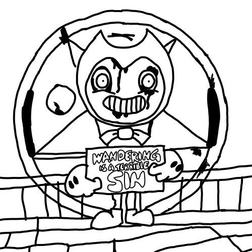 A terrible Wandering sin of Bendy from Bendy and the Ink Machine Coloring Pages