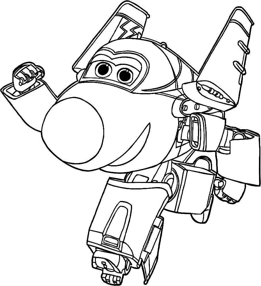 Happy Jerome from Super Wings shows his punch Coloring Page