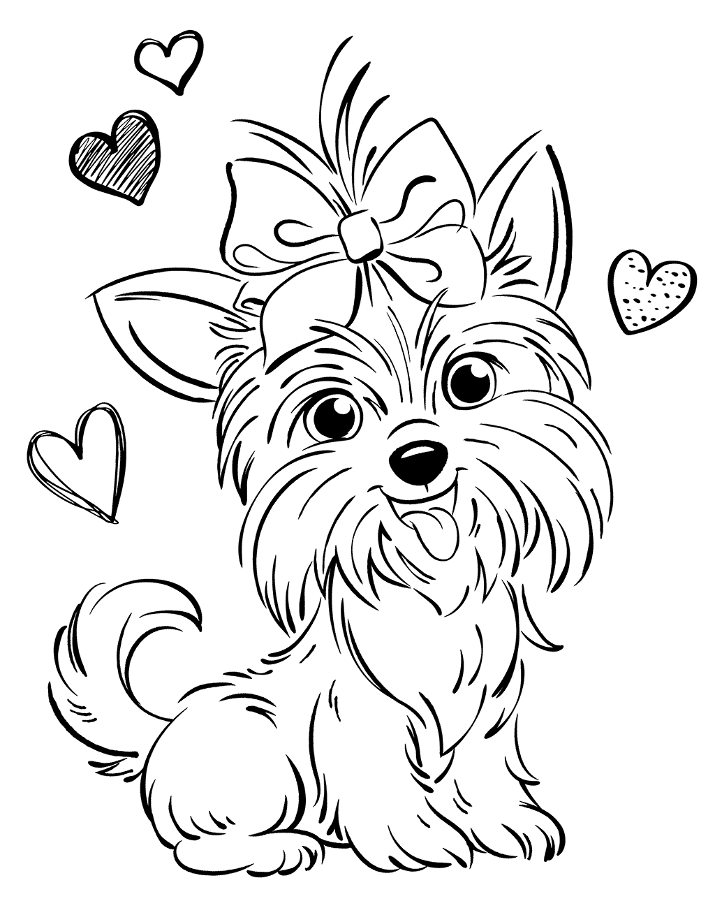The dog Bow Bow of Jojo Siwa with hearts Coloring Page Free Printable