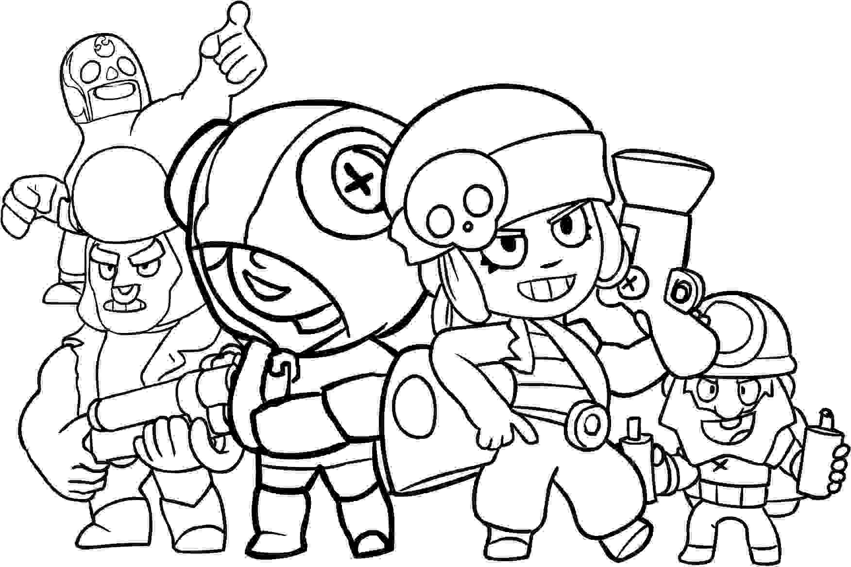 Brawl Stars Characters Dynamike Leon Penny El Primo And Bull Coloring Pages Brawl Stars Coloring Pages Coloring Pages For Kids And Adults - brawl stars characters black and white