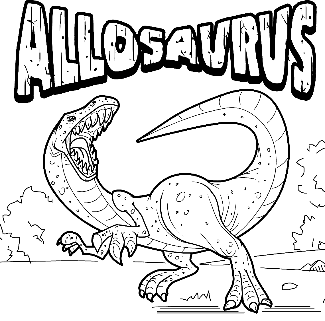 Allosaurus Dinosaur 1 Coloring Page. صفحة التلوين