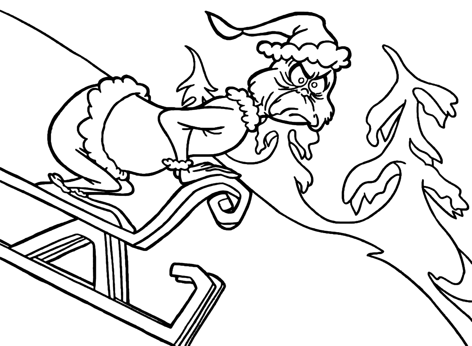 Angry Grinch Skiing On Snow Day Coloring Pages