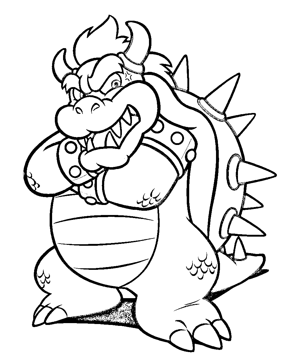 Angry King Koopa de Super Mario Games Coloring Page