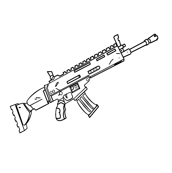 Assault Rifle Gun from Fortnite Coloring Page