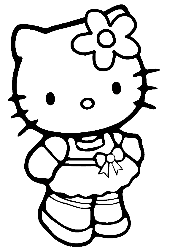Desenho fofo da Hello Kitty para colorir