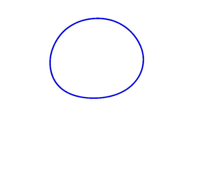 Blue circle guide to draw Hello Kitty head shape