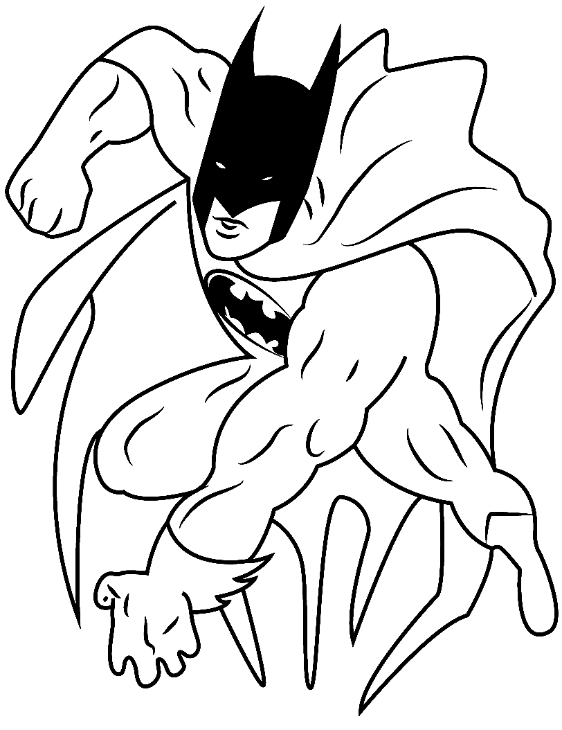 Desenho para colorir do Batman Atacando