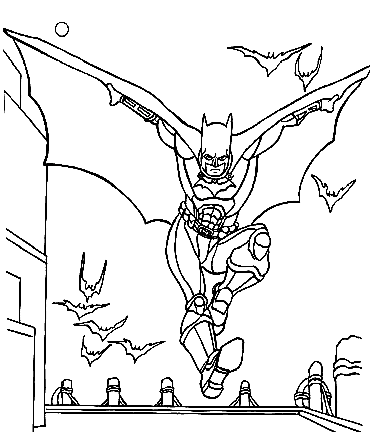 Batman volant avec des chauves-souris de Batman de Batman