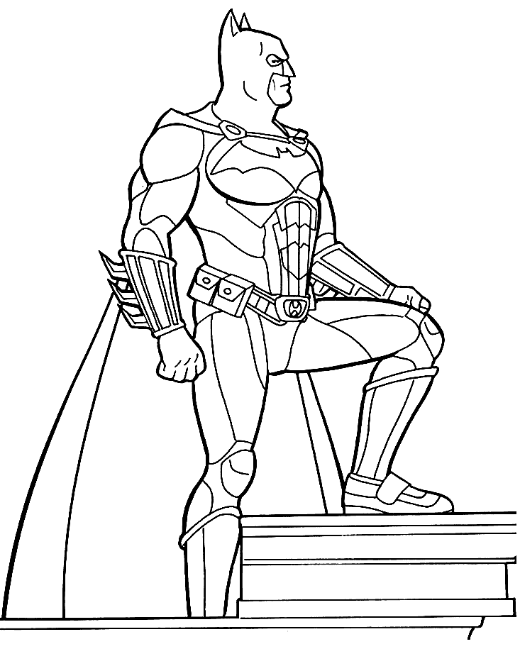 Batman on the Top of Building from Batman Coloring Page