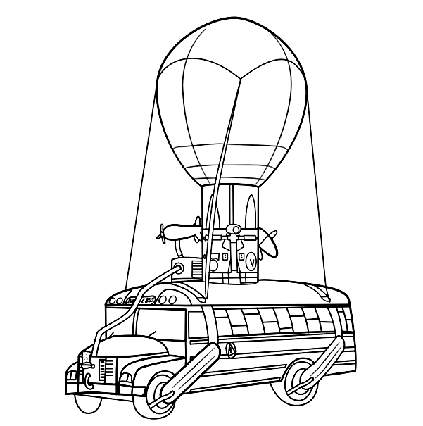 Battle Bus is an aerial vehicle in Fortnite Battle Royale Coloring Page