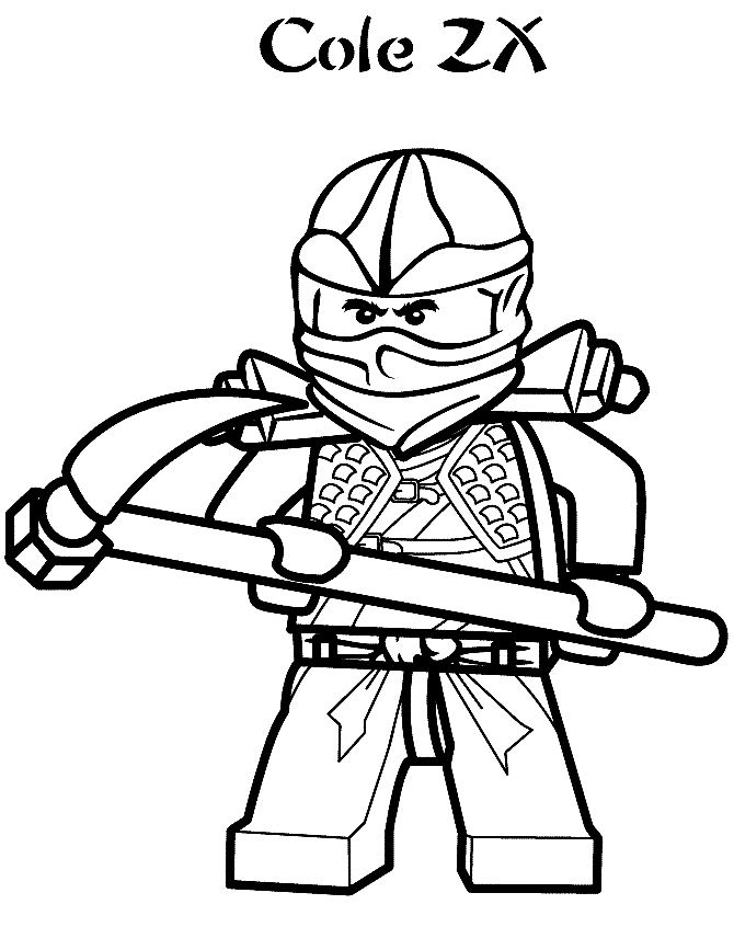 Bizarro Cole holds his the scythe from Ninjago Coloring Page