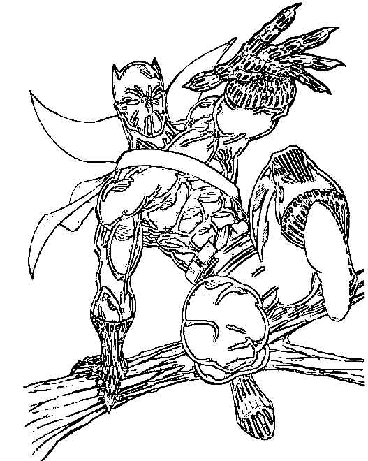 Black Panther climbs on the tree Coloring Page