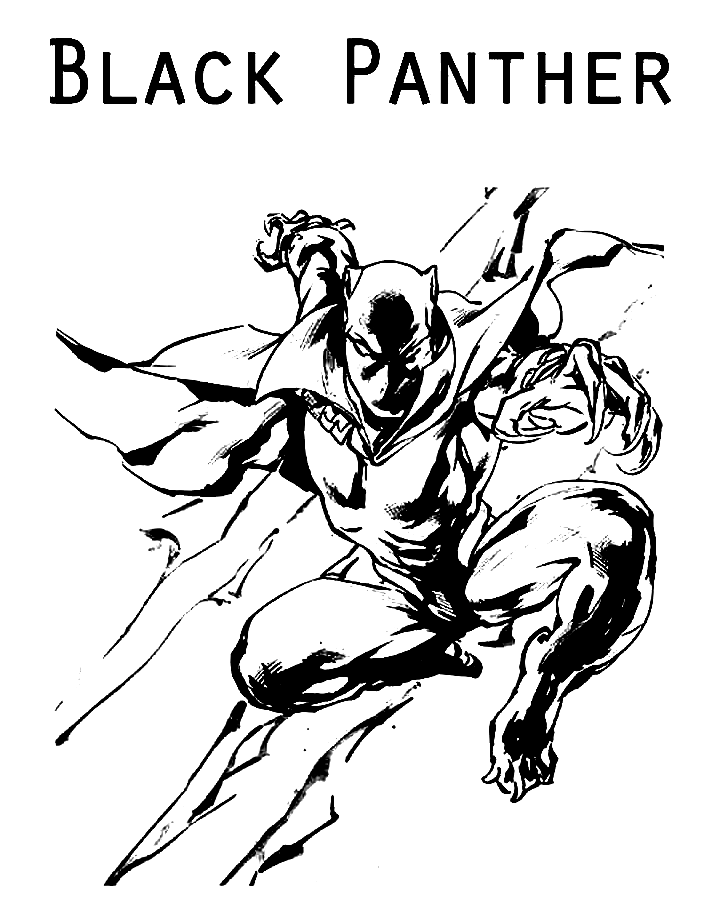 Black Panther From MCU Fights To Enemies Coloring Pages