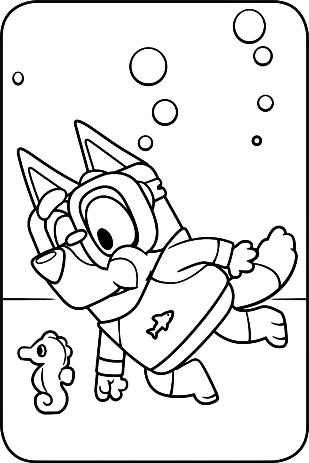 Bluey Underwater Coloring Pages