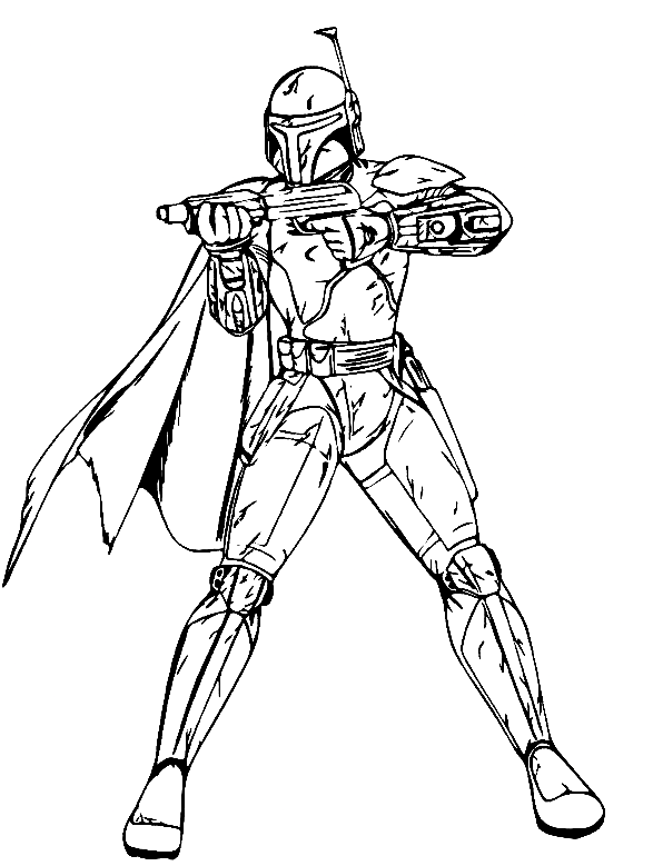 Desenho de Boba Fett de Star Wars para colorir