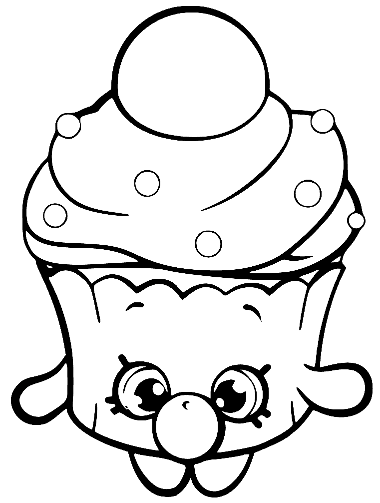 Página para colorir Bubble Cupcake Shopkin 6ª temporada