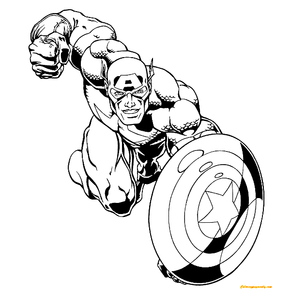 Captain America Flying Coloring Pages