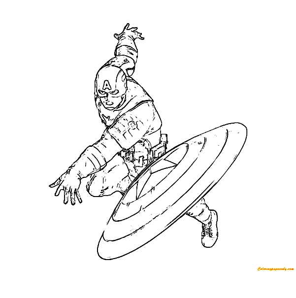 Captain America Throws A Shield Coloring Page