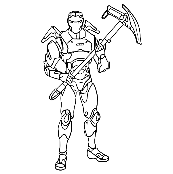 Carbide from Fortnite holds his weapon Coloring Pages