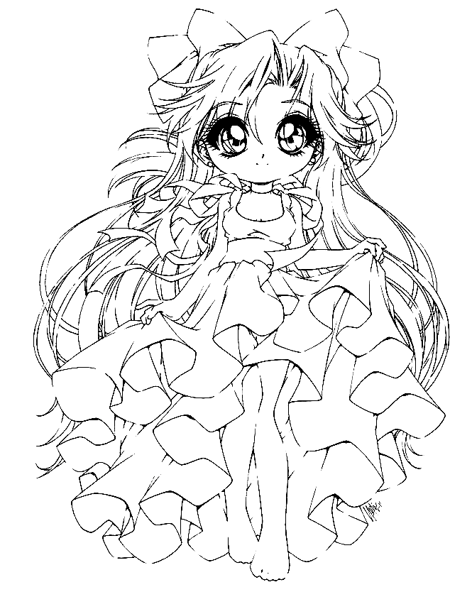 Chibi Anime Cute Coloring Page