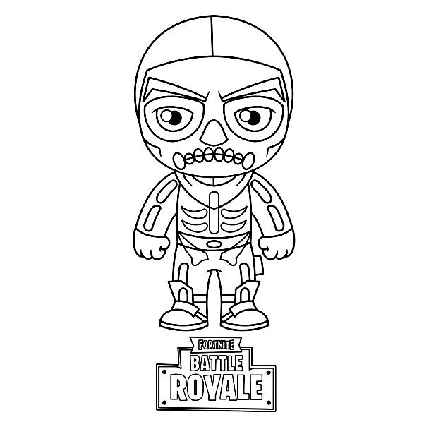 Chibi Skull Trooper from Fortnite Coloring Page
