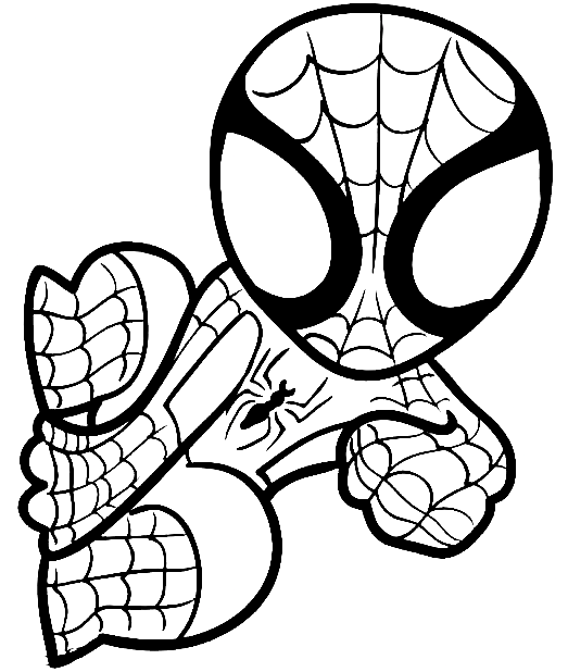 Kleurplaat Chibi Spiderman 1