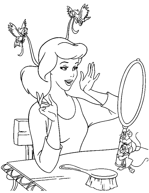 cinderella birds coloring pages