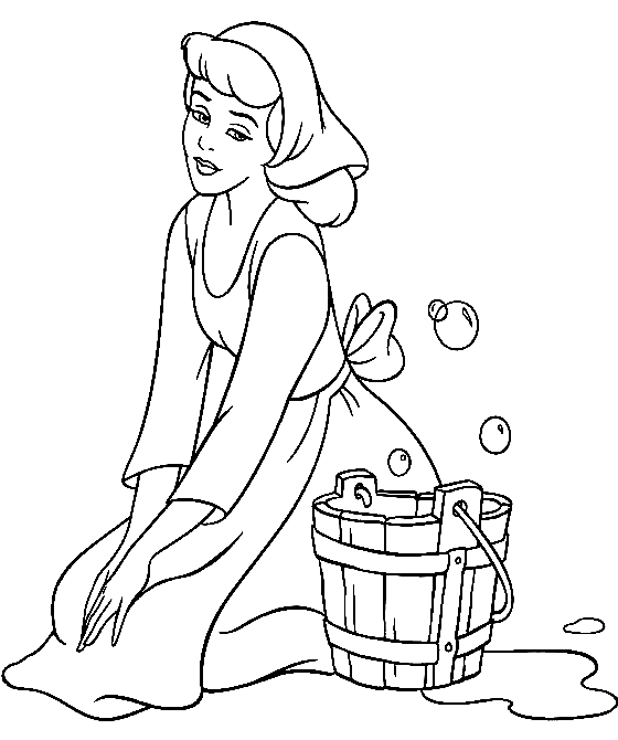 Cinderella Must Clean The House from Cinderella Coloring Page