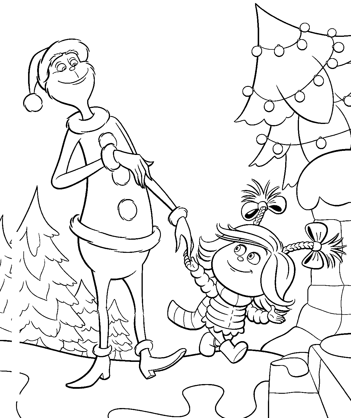 Cindy Lou invites the Grinch for dinner Coloring Page