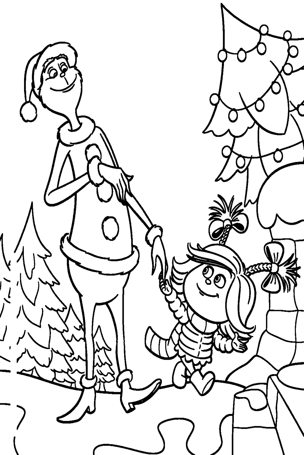 Cindy Lou Invites The Grinch For Dinner Coloring Pages