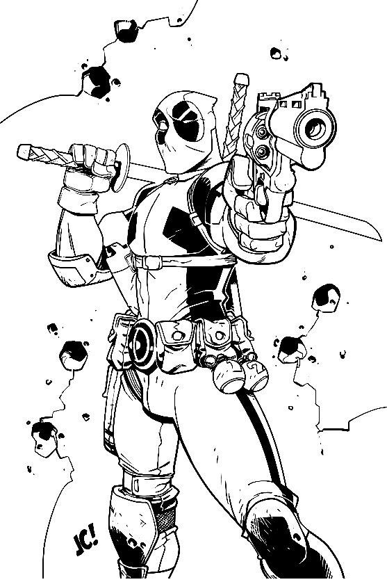 DeadPool 3 Coloring Page