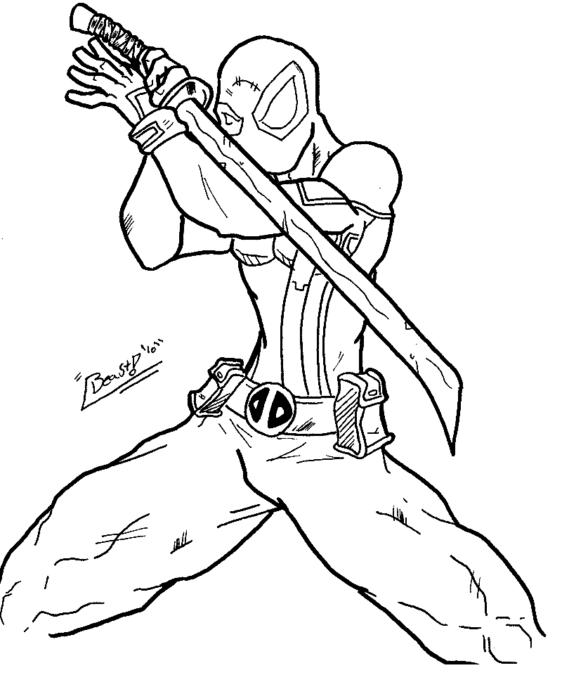 Deadpool Ninja Coloring Pages