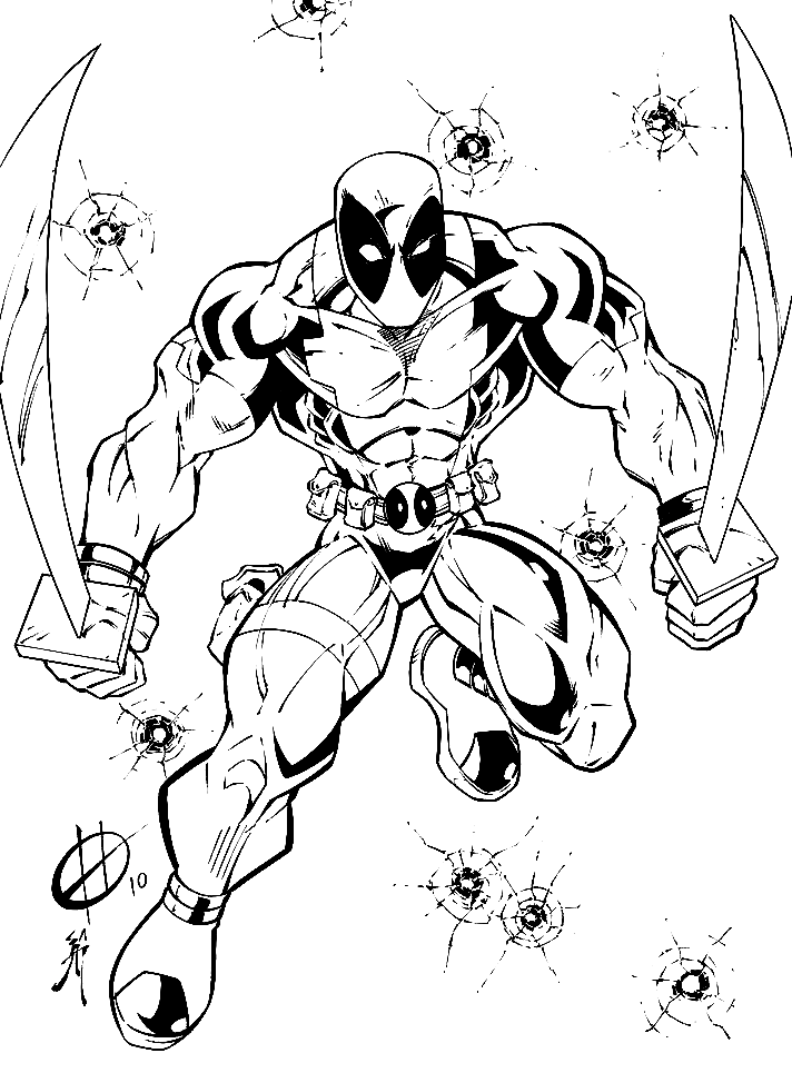 Deadpool Ready Coloring Page