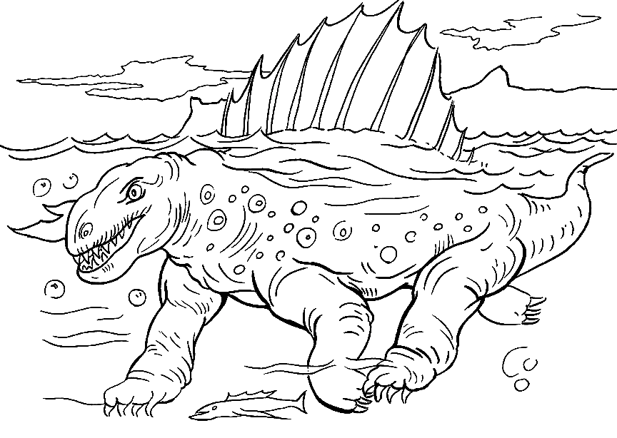 Dimetrodon In Under Water Coloring Page