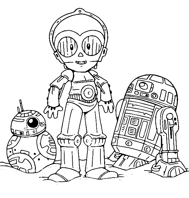 Desenho de Droides de Star Wars para colorir