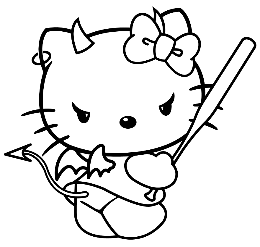 Evil Hello Kitty Coloring Page