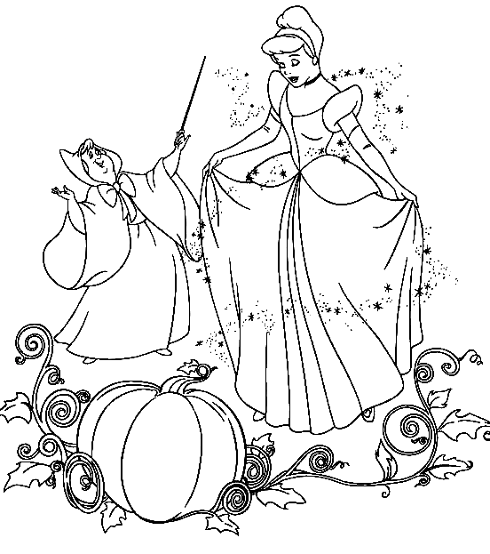 Fairy Helps Cinderella from Cinderella Coloring Page