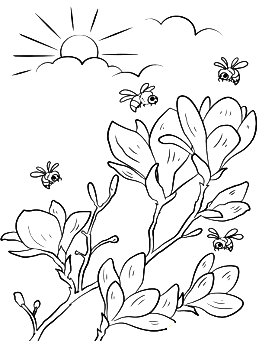 Flowering Branches to Bloom Coloring Page