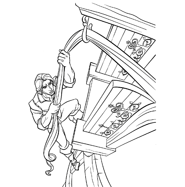 Flynn climbs the tower Coloring Pages