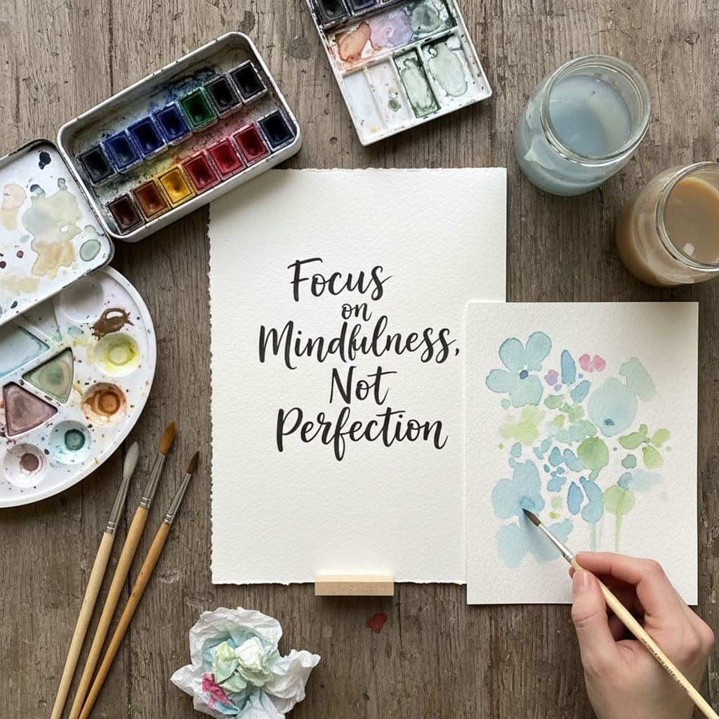 Hand Painting Watercolor Flowers Mindfulness Not Perfection
