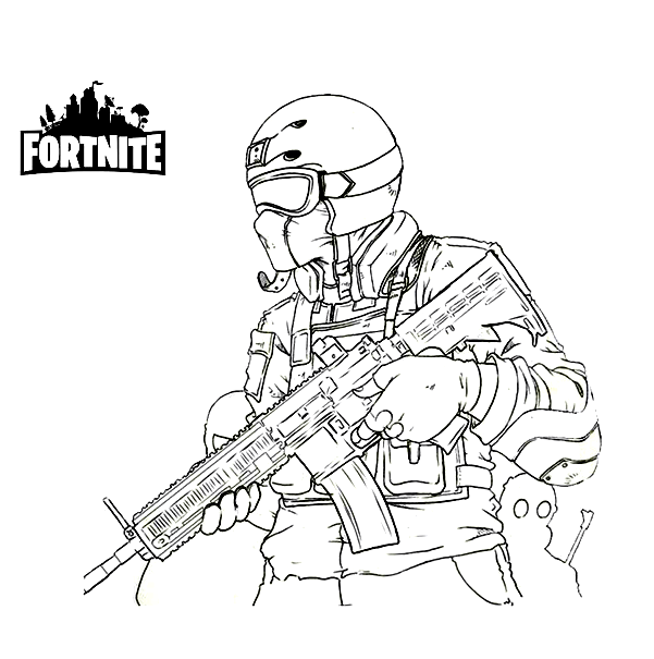 Fortnite Instinct holds Rifle Guns Coloring Page