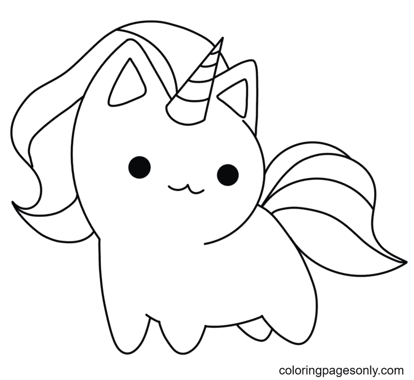 Free Unicorn Cat Coloring Page