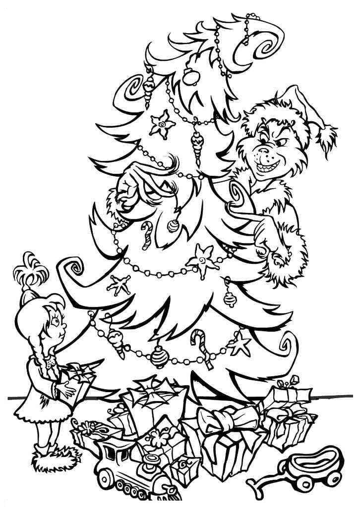Grinch décorant l'arbre de Noël de Grinch
