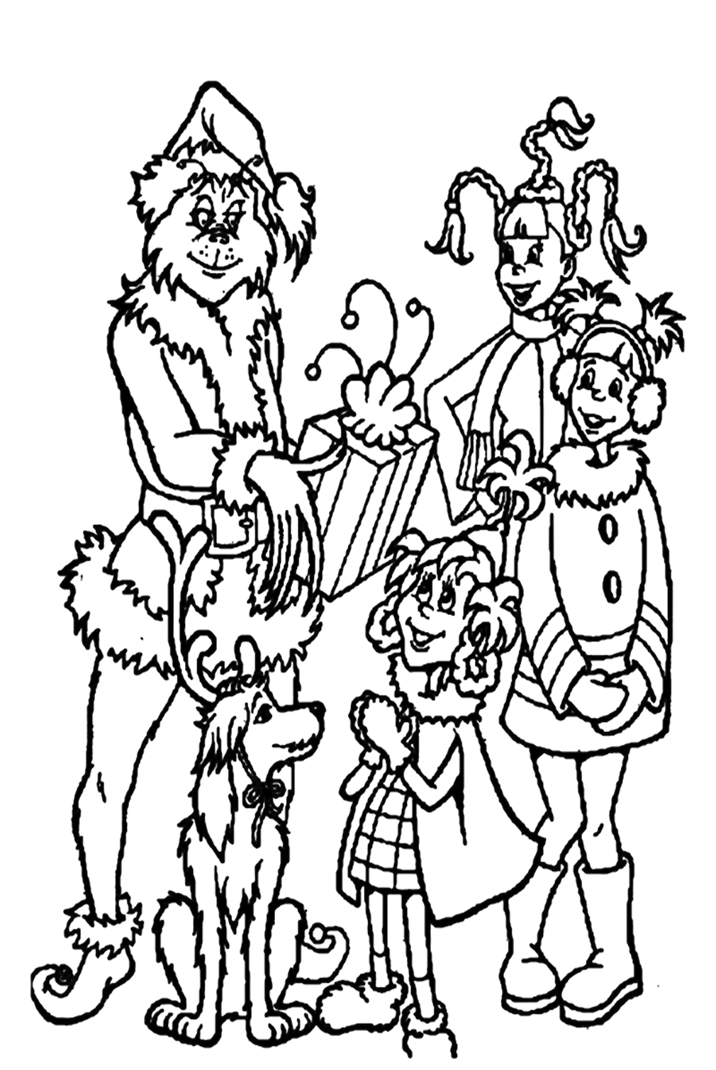 Grinch Gives Children A Christmas Gift Coloring Pages