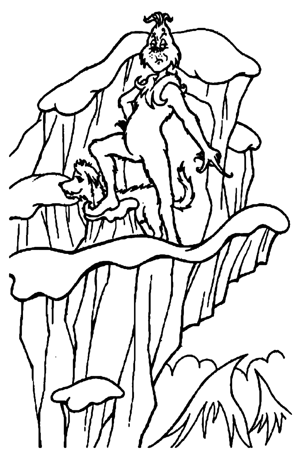 Grinch On Mount Crumpit With Max dog Coloring Pages