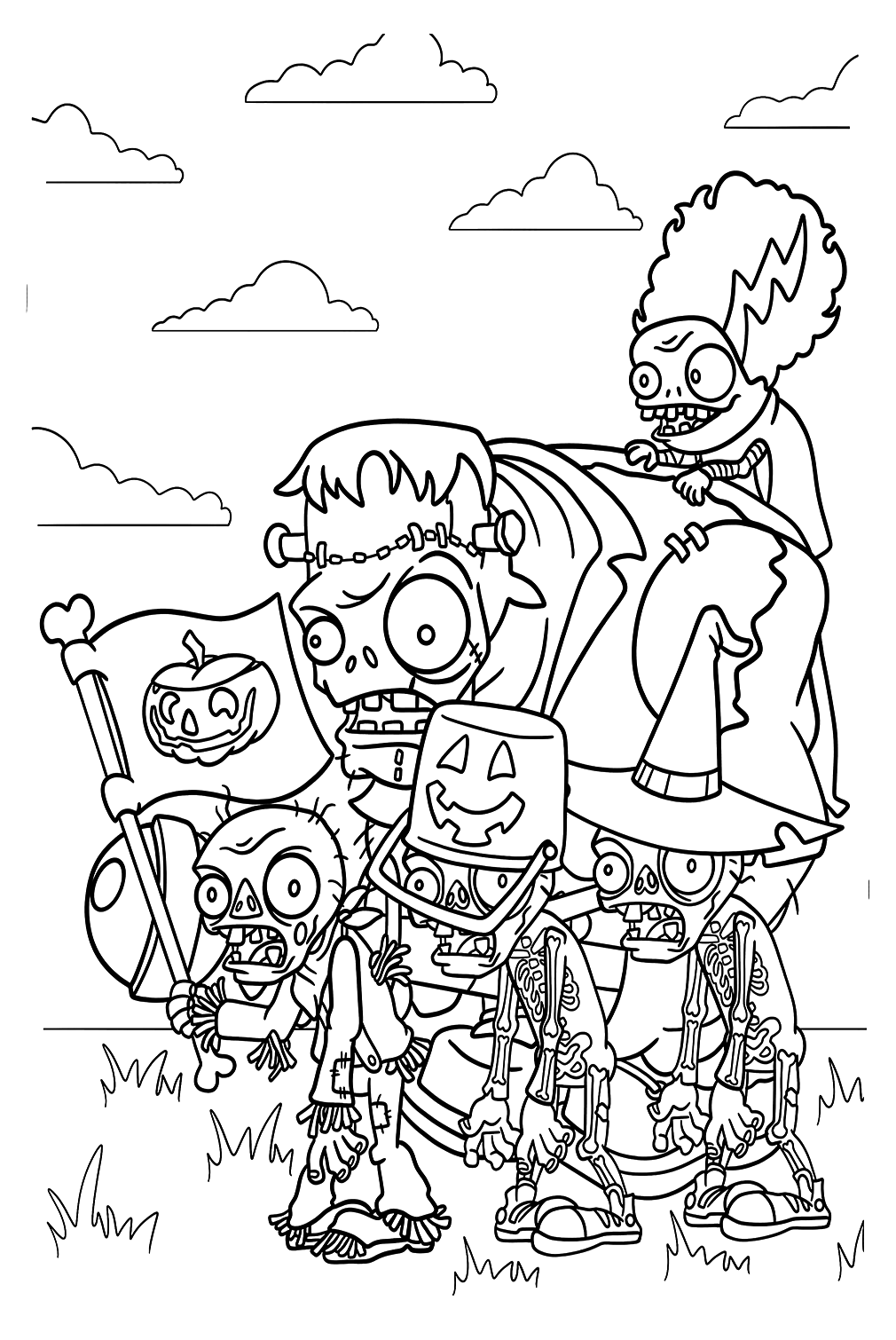 Drawing Scene of PvZ Coloring Page - Free Printable Coloring Pages