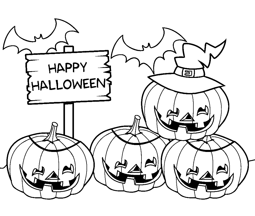 Dibujo de Calabazas de Halloween para imprimir para colorear