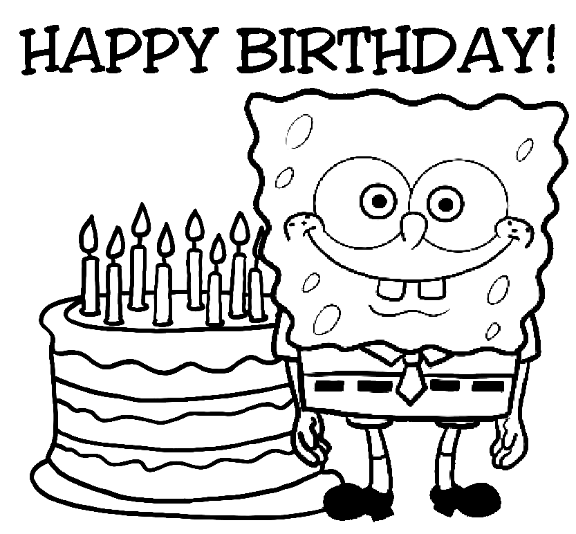 Happy Birthday Spongebob Coloring Page