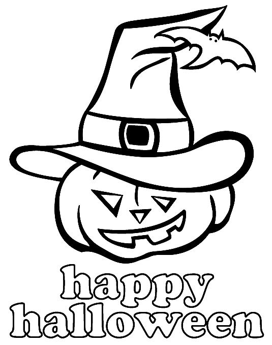 Happy Halloween Pumpkin Color Page Coloring Page